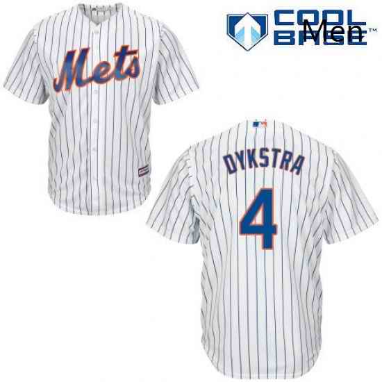 Mens Majestic New York Mets 4 Lenny Dykstra Replica White Home Cool Base MLB Jersey